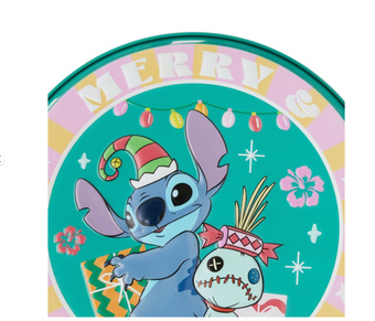 Disney Stitch and Scrump Santa Christmas Round Metal Bottle Cap Sign New