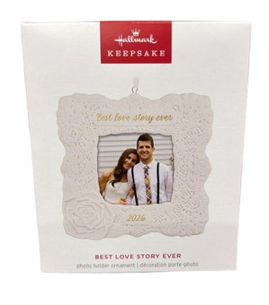Hallmark Best Love Story Ever 2026 Photo Frame Porcelain Christmas Ornament New