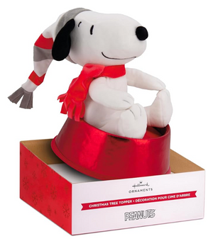 Hallmark Peanuts 9.75" Christmas Tree Topper, Plush Fabric New With Tag