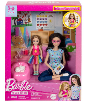 Barbie Art Therapy Playset with 2 Dolls, Pet & Accessories Toy New with Box