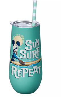 Disney Parks Mickey Mouse Summer Fun Stainless Steel Tumbler Straw New With Tag