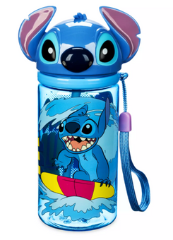 Disney Parks Stitch Figural Water Bottle with Straw Lilo & Stitch New With Tag