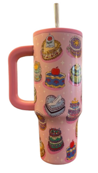 Disney Parks Princess Cakes Pink Stainless Steel Travel Tumbler New with Tag