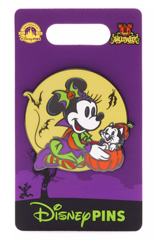 Disney Parks Minnie Mouse and Figaro Halloween Pin New With Card