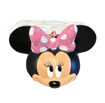 Disney Parks Minnie Mouse Ear Hat Pink Bow Christmas Ornament New with Tag