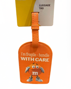 M&M's World Orange Character "I'm Fragile Handle With Care" Luggage Tag New Tag