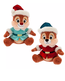 Disney Classic Santa Chip 'n Dale Holiday Christmas Plush Set New with Tag
