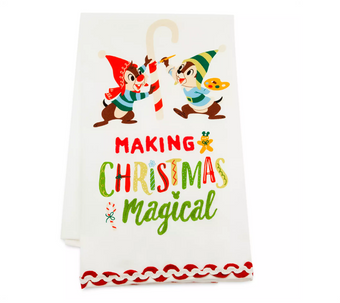 Disney Parks Chip 'n Dale Elves Holiday Christmas Kitchen Towel New with Tag