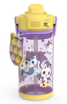 Zak Designs 16oz Beacon Gabbys Dollhouse Straw Bottle Fun Popper New With Tag