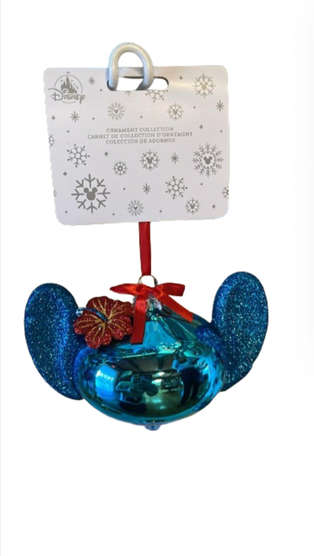 Disney Parks Stitch Aloha Glitter Glass Christmas Ornament New with Tag