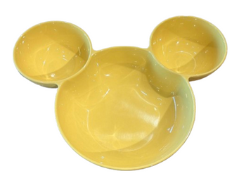 Disney Parks Mickey Mouse Icon Shaped Ceramic Dish Dip Bowl Yellow New with Tag