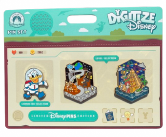 Disney Digitize Epcot Donald Duck Spaceship Earth Mexico Attractions 3 Pin Set