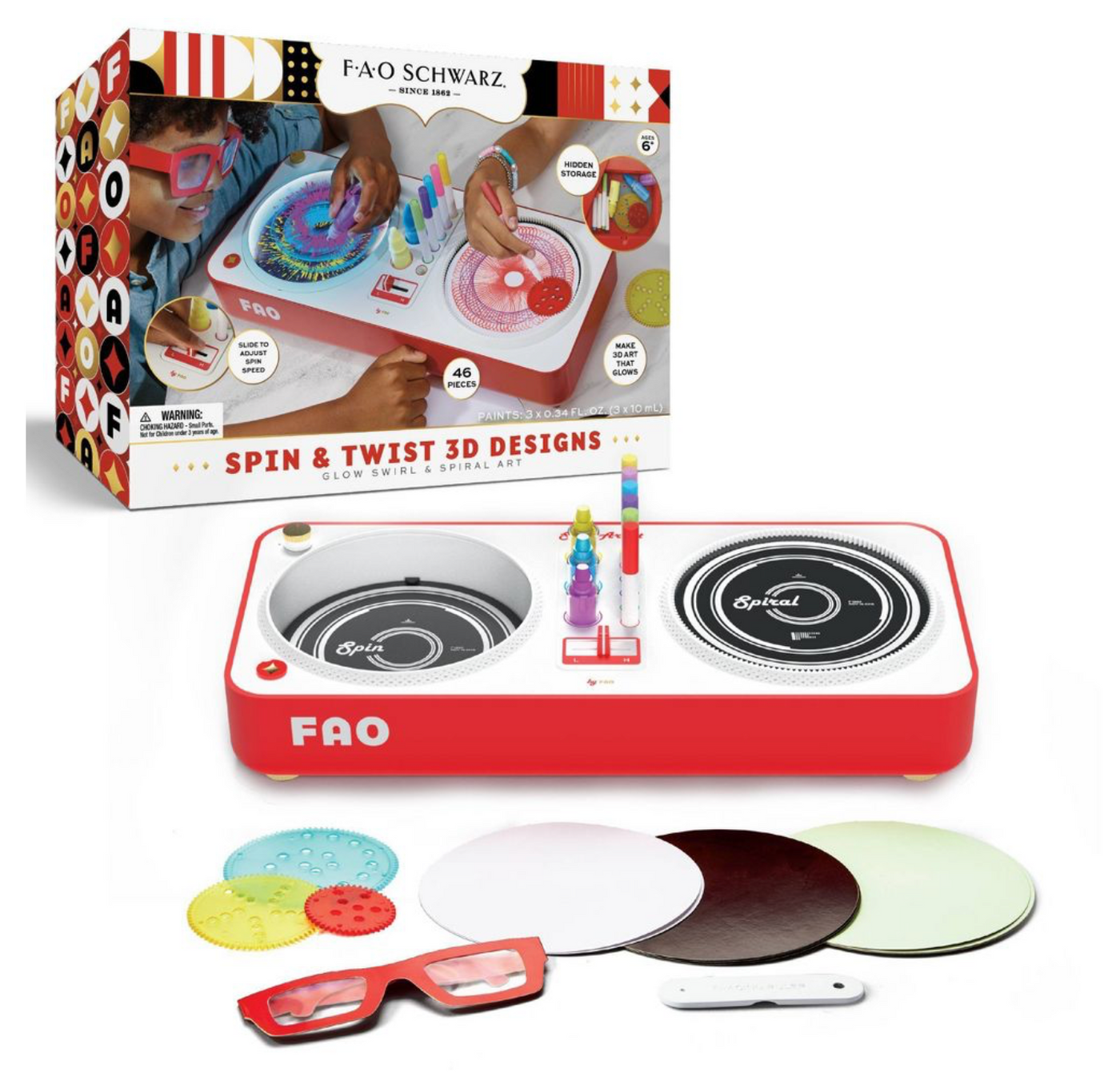 FAO Schwarz Spin & Twist 3D Designs Glow Swirl & Spiral Kit New With Box