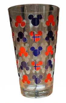 Disney Parks Epcot Norway Floral Mickey Icon Glass Cup New With Tag