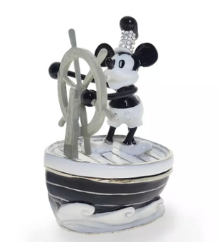 Disney Parks Mickey Mouse Trinket Box by Arribas – Steamboat Willie New with Box