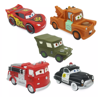 Disney Store Cars Bath Set Lightning McQueen Sarge Sheriff Mater Red New