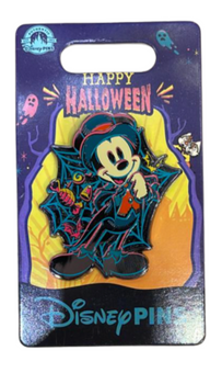 Disney Parks 2023 Happy Halloween Mickey Mouse Spider Web Pin New with Card