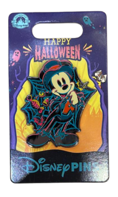 Disney Parks 2023 Happy Halloween Mickey Mouse Spider Web Pin New with Card