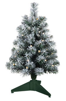 Hallmark Miniature Snowy Green Pre-Lit Christmas Tree 18.75inc New with Tag