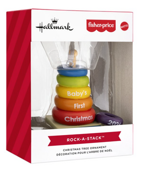 Hallmark Fisher Price Baby First Rock A Stack Christmas Ornament New with Box