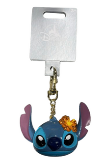 Disney Parks WDW Stitch Head Gem-Encrusted Flower Keychain New With Tag