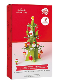 Hallmark Seuss Grinch Countdown Calendar Paper Tree Mini Ornament New with Box