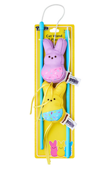 PEEPS Easter Bunny Plush Cat Wand 2-Piece Set - Purple & Yellow New With Tag