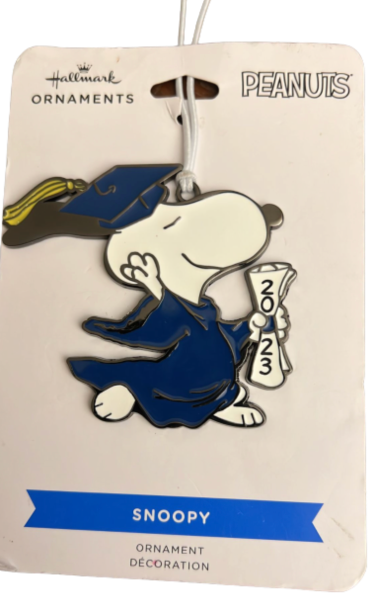 Hallmark Snoopy Graduation 2023 Metal Christmas Ornament New with Tag