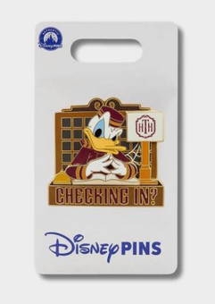 Disney Parks Donald Duck Checking In Hollywood Tower Hotel Bellhop Pin New Card