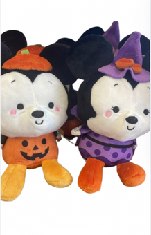 Hallmark Halloween Better Together Pumpkin Mickey and Minnie Magnetic Plush New