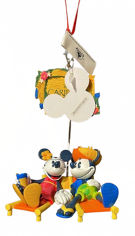 Disney Parks Caribbean Beach Resort Mickey Minnie Beach Bench Ornament New