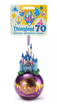 Disney Sleeping Beauty Castle Glass Ball Ornament Disneyland 70th Anniversary