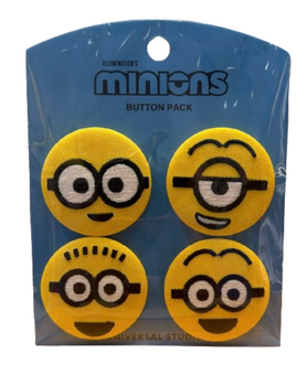 Universal Studios Despicable Me Minions Button Pins Set Yellow New With Tag