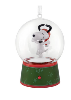 Hallmark Peanuts Snoopy Christmas Musical Globe Ornament New with Box