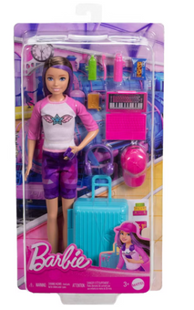 Barbie 12.7" Skipper Doll Black Hair/Brown Eyes & Travel Set Toy New with Box