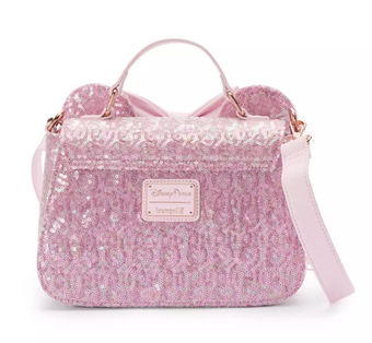 Disney Parks Minnie Mouse Ear Loungefly Crossbody Bag Rose Pearl New w Tag