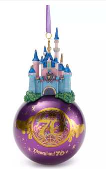 Disney Sleeping Beauty Castle Glass Ball Ornament Disneyland 70th Anniversary