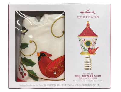 Hallmark 2023 Keepsake Mini The Beauty of Birds Christmas Tree Topper Tree Skirt