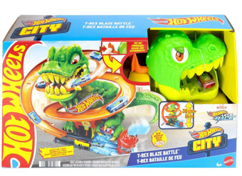 Hot Wheels Diecast City T-Rex Blaze Battle Playset Dinosaur Nemesis Toy New