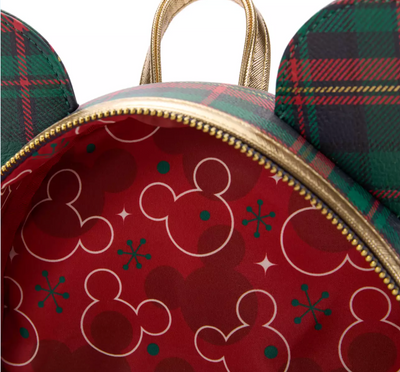 Disney Parks Mickey Icon Plaid Christmas Mini Backpack New with Tag