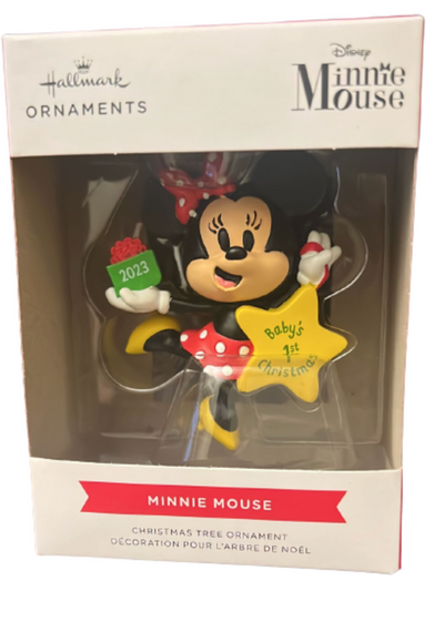 Hallmark Disney 2023 Minnie Baby's 1st Christmas Tree Ornament New With Box