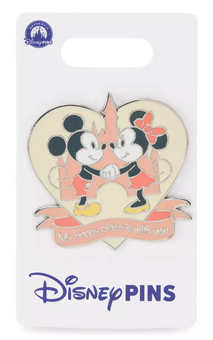 Disney Parks Mickey & Minnie Mouse at Fantasyland Castle ''Happy Place'' Pin New