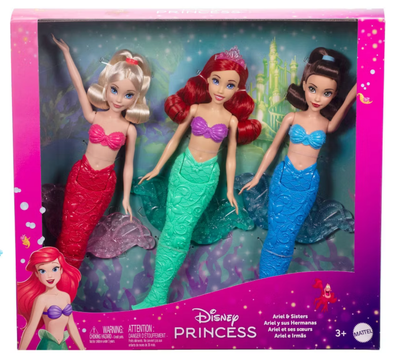 Disney Princess Ariel Sisters Mermaid Fashion Doll 3pk Glitter