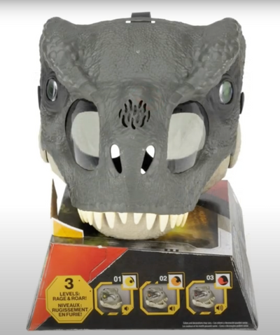 Jurassic World Rebirth T-Rex Rage N Roar Mask with Led Light Up Eyes Roar 2025