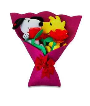 Valentine 2024 Snoopy and Woodstock Plush Valentine's Flowers Bouquet New w Tag