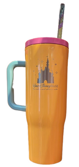 Disney Parks Corkcicle Tumbler with Straw Walt Disney World Pink New w Tag