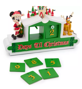 Disney Parks Santa Mickey Pluto Holiday Castle Countdown Calendar Figure New Box