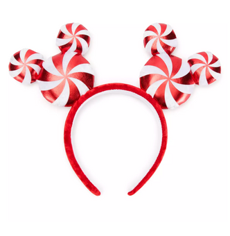 Disney Parks Mickey Peppermint Swirl Ear Christmas Headband for Adults New Tag