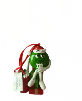 M&M's World Green Santa with Presents Resin Christmas Ornament New with Tag