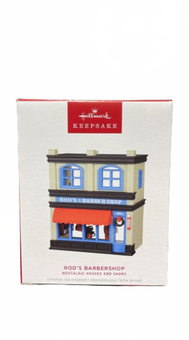 Hallmark 2024 Keepsake Nostalgic Houses and Shops Rod's Barbershop Ornament New